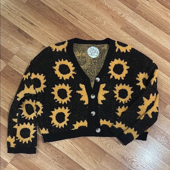 Sunflower Pattern Black and Yellow Cardigan - Picture 1 of 2